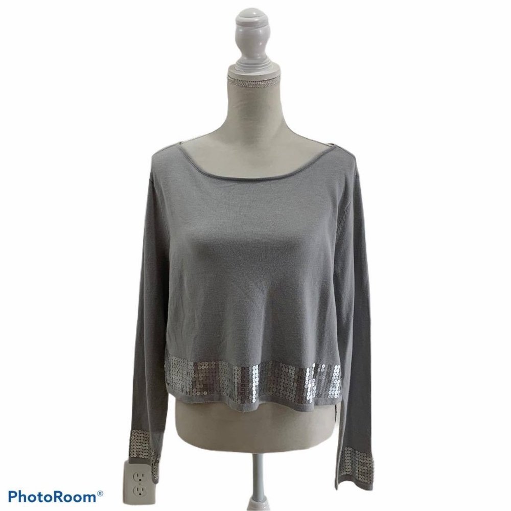 NY & Co sweater XL grey w silver sequin NWT